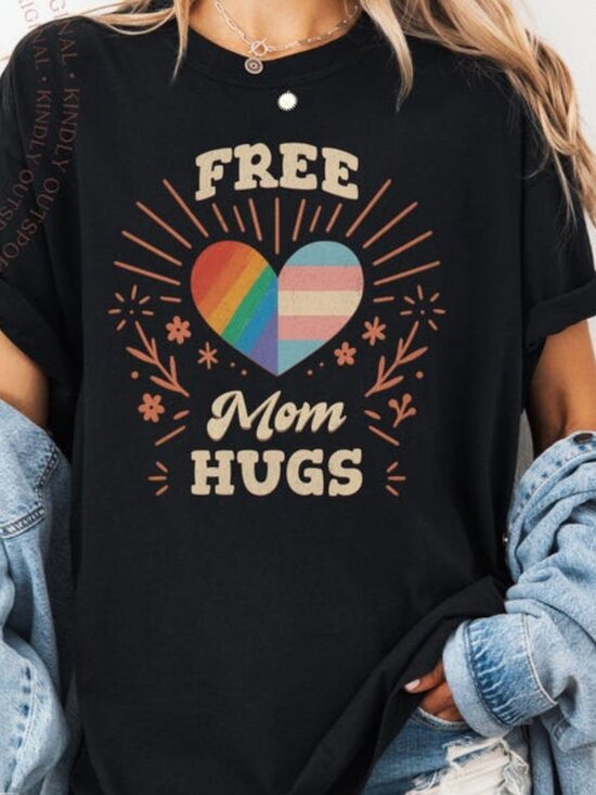 Tops - Free Mom Hugs Shirt, LGBTQ Pride Tee, Trans Ally Gift